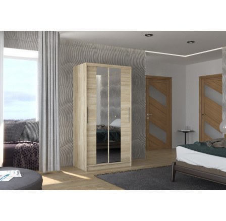 Tolóajtós szekrény tükörrel DRAGONIS 100 Sonoma+Sonoma