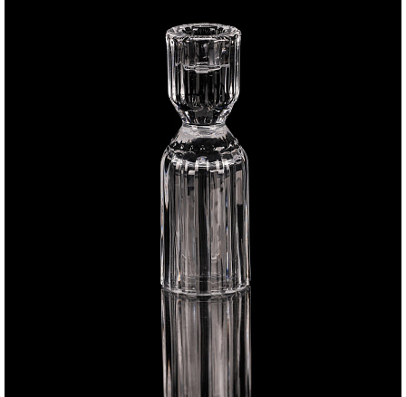 Üveggyertyatartó - 14,5 cm, egyenes, kúpos gyertyához, átlátszó Üveggyertyatartó - 14,5 cm, egyenes, kúpos gyertyához, átlátszó