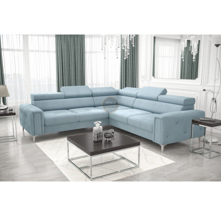 NAROŻNIK ORION I Z FUNKCJĄ SPANIA 255×255 CM - Odcienie niebieskiego , lewa