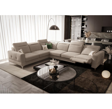 NAROŻNIK Z FUNKCJĄ RELAX MALIBU MAX 320x250 - lewa , Odcienie beżu