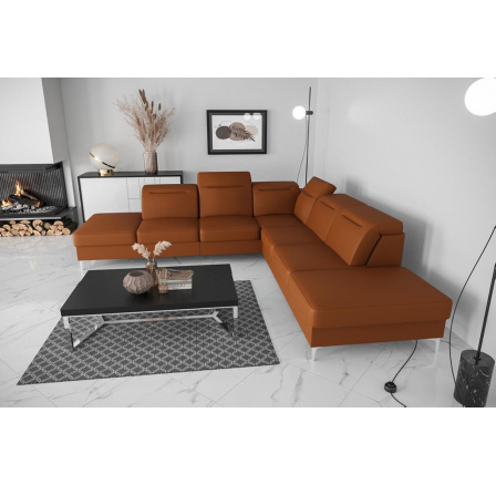 NAROŻNIK OSLO MAX 295x295 SKÓRA NATURALNA - lewa , Skóra pomarańczowa