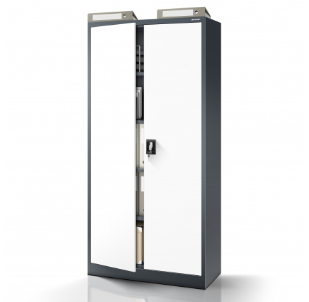 JAN irodai fém iratszekrény, 900 x 1850 x 400 mm, antracit-fehér