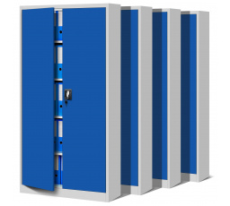 4 db JAN irodai fém iratszekrény, 900 x 1850 x 400 mm, szürke-kék
