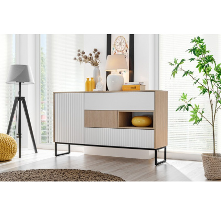 ZOE komoda 1D3S jodełka scandi/biały alpi mat