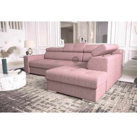 NAROŻNIK Z FUNKCJĄ SPANIA MARGO I 260×185 - prawa , Odcienie różu