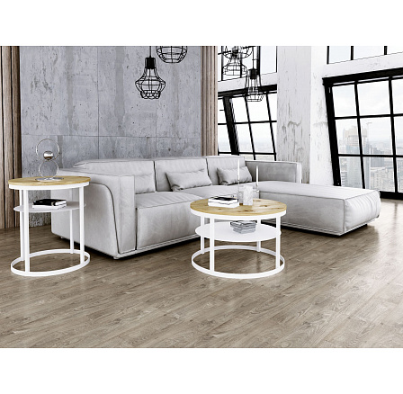 Okrągły stolik kawowy Glamour - w różnych kolorach - Dąb Artisan , Biały Mat