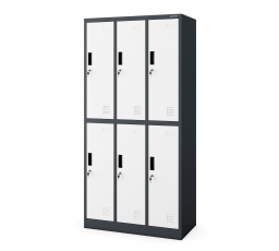 Antracit-fehér ruhásszekrény 6 dobozzal IGOR, 900 x 1850 x 450 mm