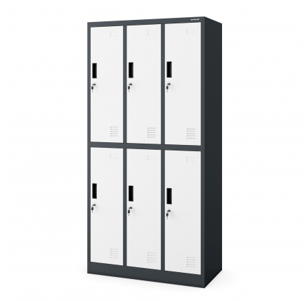 Antracit-fehér ruhásszekrény 6 dobozzal IGOR, 900 x 1850 x 450 mm