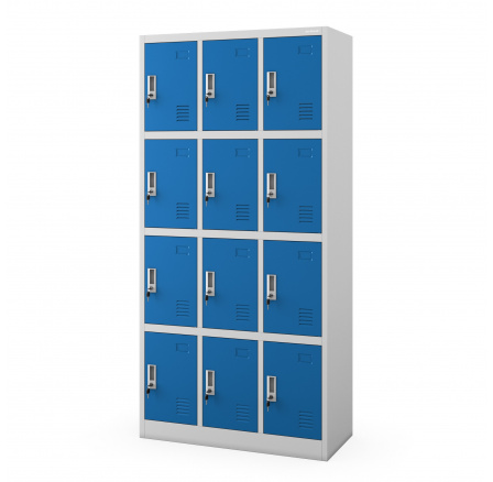 Fém öltözőszekrény BHP MARCIN, 900 x 1850 x 400 mm, szürke-kék