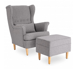 Fotel Wypoczynkowy EVAN 2 z Podnóżkiem Szary