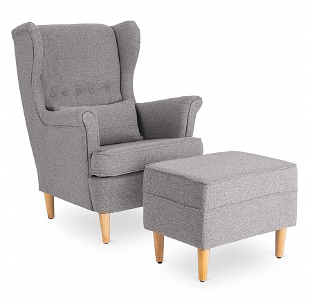 Fotel Wypoczynkowy EVAN 2 z Podnóżkiem Szary