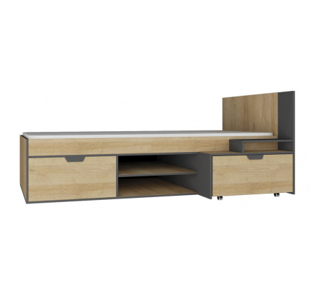 NANO ágy - NA13, grafit+rivera tölgy