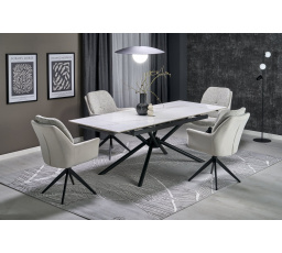 VITORINO étkezőasztal, fehér márvány hatás/fekete