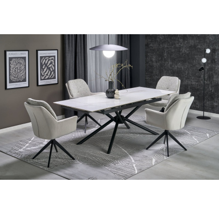 VITORINO étkezőasztal, fehér márvány hatás/fekete