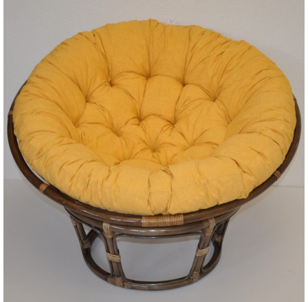 Ratanový papasan 115 cm hnědý - polstr žlutý melír