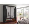 Tolóajtós szekrény tükörrel CHARLOTTE 180 Fekete+Fekete