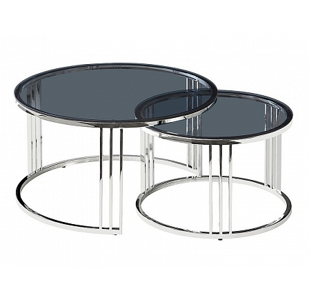 Bécsi konferenciaasztal - 2 asztalos szett, füstüveg/ezüst