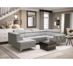 NAROŻNIK ORION MAX II Z FUNKCJĄ SPANIA 165X350X185 CM - Odcienie szarości , prawa