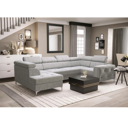 NAROŻNIK ORION MAX II Z FUNKCJĄ SPANIA 165X350X185 CM - Odcienie szarości , prawa