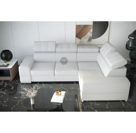 NAROŻNIK ROYAL II 280×210 - prawa , Biała eko skóra