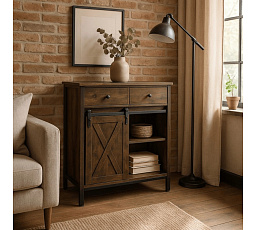 Komoda z Szufladami COLE 70 cm Dąb Rustykalny/Czarny