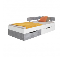 SIGMA Ágy - SI16 L/P 120x200 cm, Fehér Lux + Beton