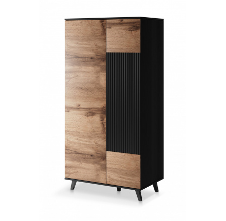 RANDOM S-1 ruhásszekrény, wotan tölgy/fekete