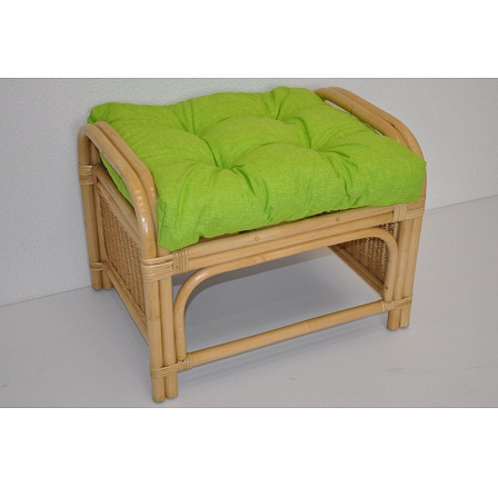 Oliver mézszínű rattan zsámoly világoszöld melírozott párnával Oliver mézszínű rattan zsámoly világoszöld melírozott párnával