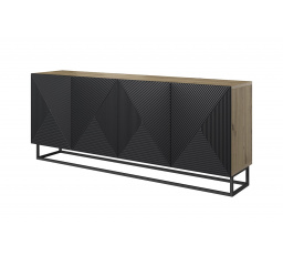 Komoda Asha 200, dub artisan/černý mat