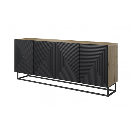 Komoda Asha 200, dub artisan/černý mat