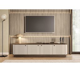 VESPER RTV 187 4D - cashmere mdf / orzech / czarne uchwyty / cokół