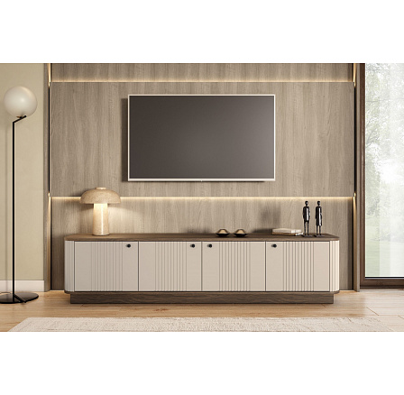 VESPER RTV 187 4D - cashmere mdf / orzech / czarne uchwyty / cokół VESPER RTV 187 4D - cashmere mdf / orzech / czarne uchwyty / cokół