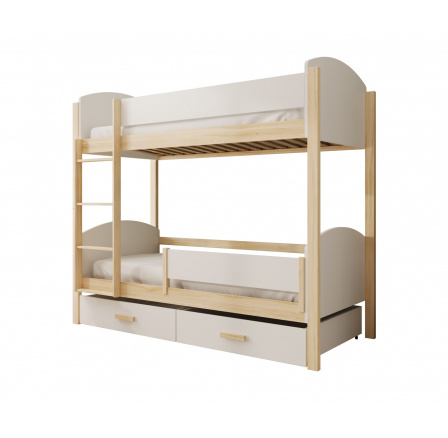 Gyerek Emeletes Ágy Jori korláttal 180x80 matraccal Fehér+Artisan