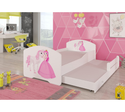 Kétszemélyes ágy matracokkal PEPE II PRINCESS AND HORSE 160x80 Fehér