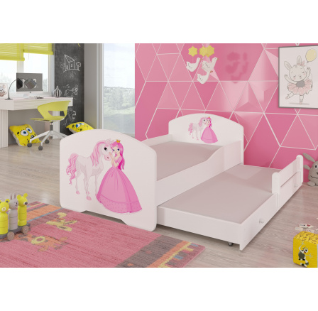 Kétszemélyes ágy matracokkal PEPE II PRINCESS AND HORSE 160x80 Fehér