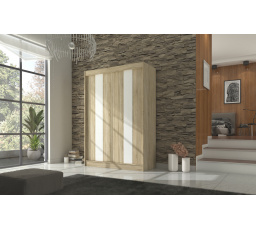 Tolóajtós szekrény lacobellel KAREN 150 Sonoma+Fehér Lacobel