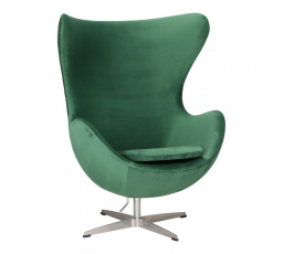 Tojásfotel Velvet zöld/ ezüst alap