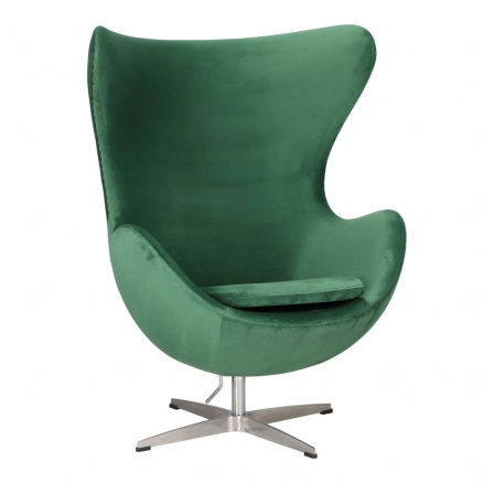 Tojásfotel Velvet zöld/ ezüst alap