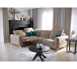 NAROŻNIK MALIBU RELAX Z FUNKCJĄ SPANIA 185x250 CM - lewa , Odcienie beżu