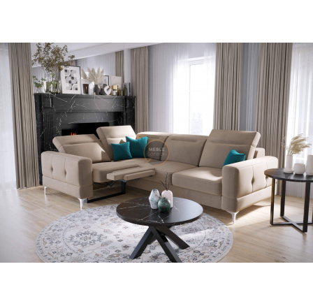 NAROŻNIK MALIBU RELAX Z FUNKCJĄ SPANIA 185x250 CM - lewa , Odcienie beżu