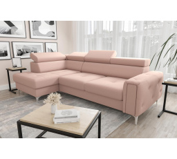 NAROŻNIK Z FUNKCJĄ SPANIA ORION 165X255 - Odcienie różu , lewa