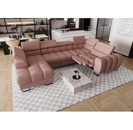 NAROŻNIK ROZKŁADANY ASPEN MAX II RELAX 198x350x170 CM - prawa , Odcienie różu