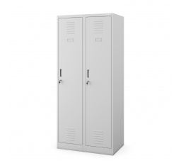 Szürke fém öltözőszekrény: négyrekeszes KACPER, 800 x 1800 x 500 mm