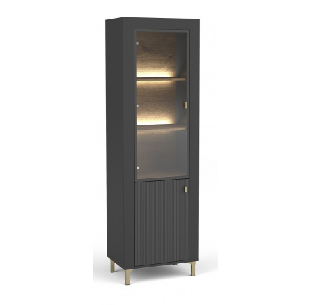 MOSSA MO3 vitrin, Whisky Tölgy/Fekete matt