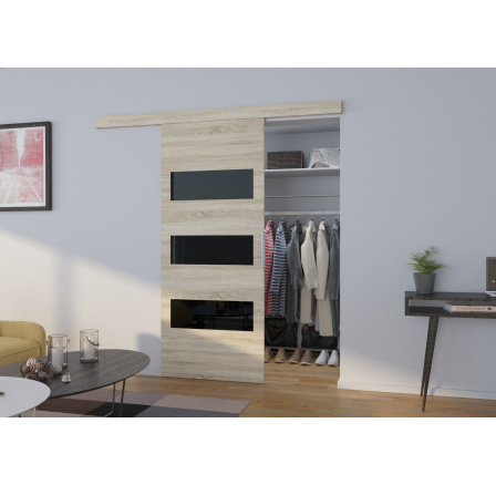 Tolóajtó a falra ARES 106 Sonoma+Fekete Lacobel