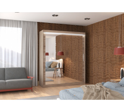 Tolóajtós szekrény tükörrel és LED világítással ETTORE 180 Truffle+Truffle