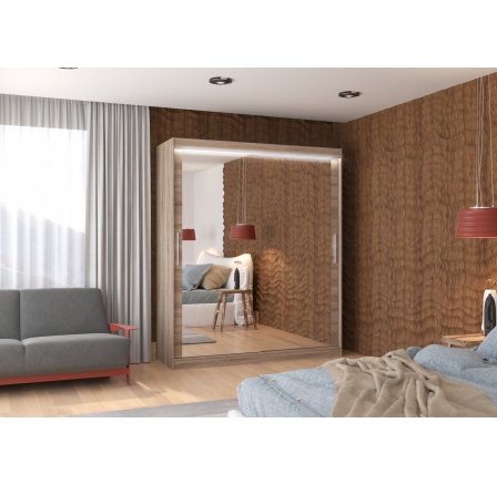 Tolóajtós szekrény tükörrel és LED világítással ETTORE 180 Truffle+Truffle