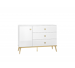 Goldin 05 Biały alpejski/Biały połysk - komoda