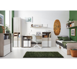 REMO-A gyerekszoba 90x200 cm-es ággyal, Fehér Wilton Tölgy/Fehér Lux/Antracit