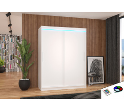 Tolóajtós szekrény LED világítással DENVER 150 Fehér+Fehér